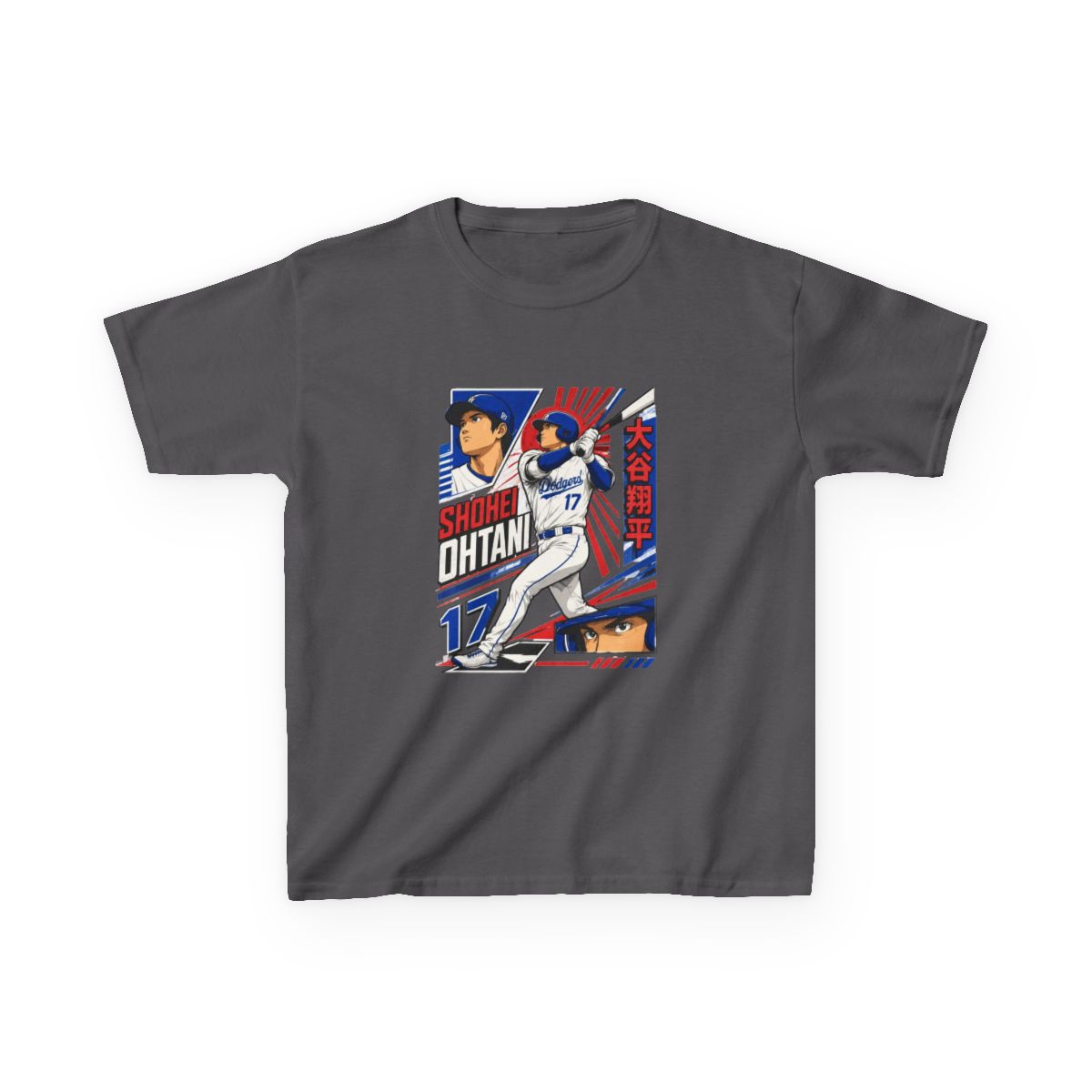 Shohei Ohtani Baseball Anime Kids T-Shirt - alternate angle 3, merchandise